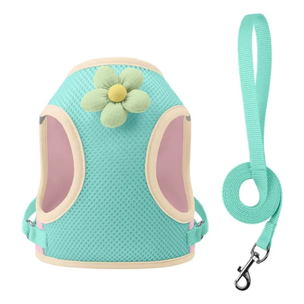 dchwm0218246-06.webp Cute Flower 3 Colors Option Pet Harness and Leash Set – product view 6