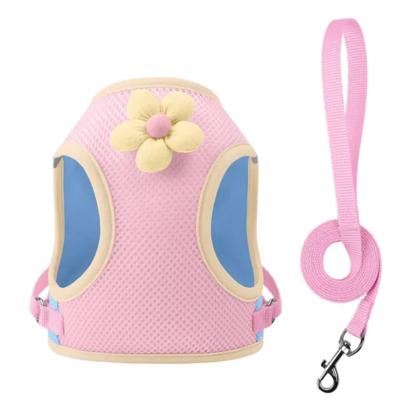 dchwm0218246-07.webp Cute Flower 3 Colors Option Pet Harness and Leash Set – product view 7