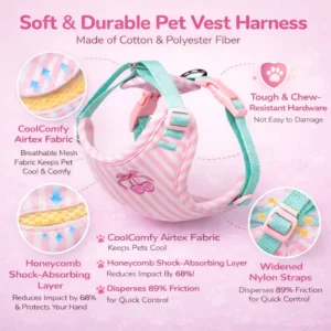 Summer 4 Color Option Pet Harness and Leash Set – product view 4