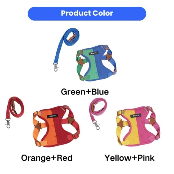 dchwm0218667-02.webp Summer Color Blocking Pet Harness and Leash Set – product view 2