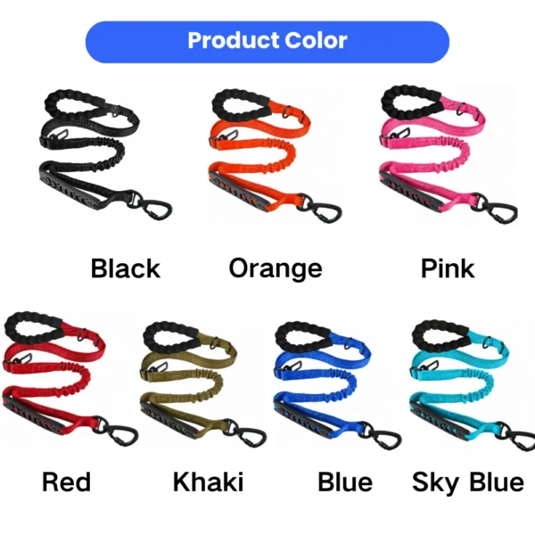 dchwm0258663-02.webp Heavy Duty Shock-Absorbing Dog Leash with Car Seat Belt Clip – product view 2