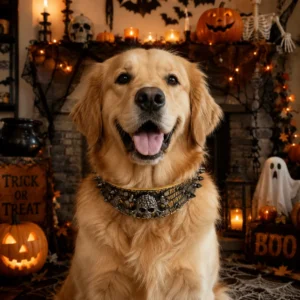 dchwm0259157-05.webp Halloween Skull Rivet Dog Collar – product view 5