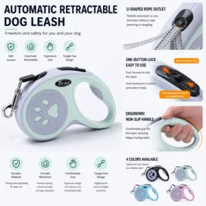dchwm0259406-04.webp Automatic Retractable Paw Pattern Dog Leash with Ergonomic Grip – product view 4