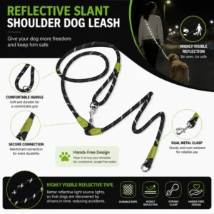 Reflective Hands-Free Rope Dog Leash for Medium and Large Dogs – product view 4