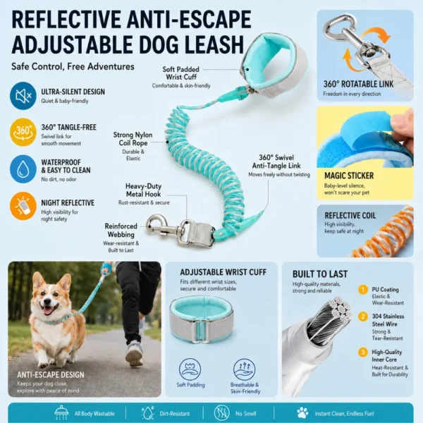dchwm0259904-04.webp Adjustable Bungee Hands-Free Dog Leash – product view 4