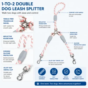 dchwm0260078-04.webp Reflective Dual Dog Leash Splitter for Two Dogs – product view 4