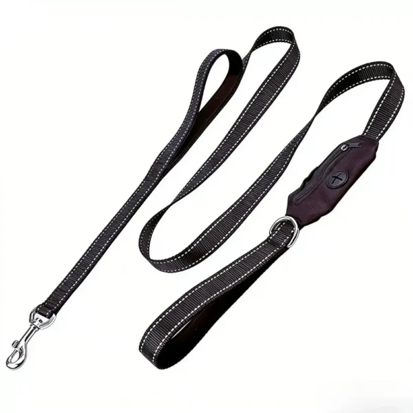 Reflective Dog Leash with Built-In Poop Bag Holder