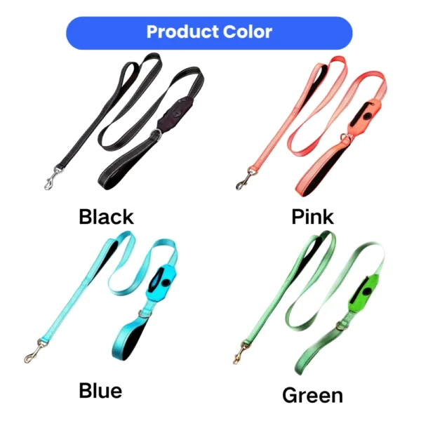 dchwm0260165-02.webp Reflective Dog Leash with Built-In Poop Bag Holder – product view 2