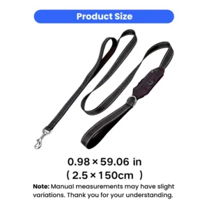 Reflective Dog Leash with Built-In Poop Bag Holder – product view 3