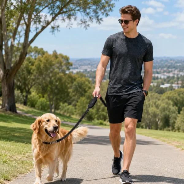 dchwm0260165-05.webp Reflective Dog Leash with Built-In Poop Bag Holder – product view 5
