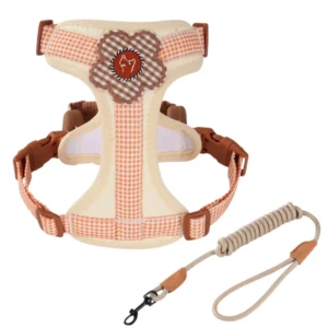 Floral Shock-Absorbing Dog Harness and Leash Set for Small and Medium Dog | Wholesale Dog Harnesses