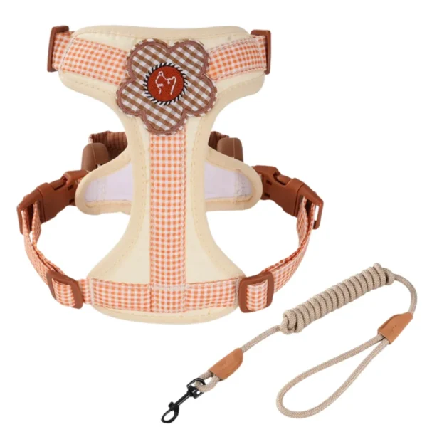 Floral Shock-Absorbing Dog Harness and Leash Set for Small and Medium Dog