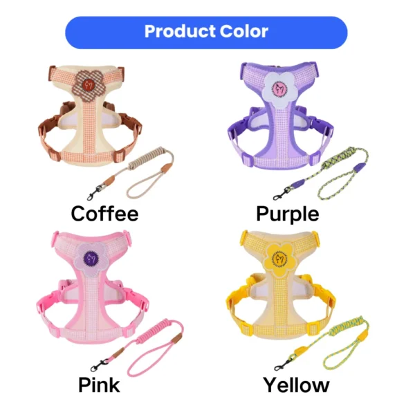 dchwm0260265-02.webp Floral Shock-Absorbing Dog Harness and Leash Set for Small and Medium Dog – product view 2