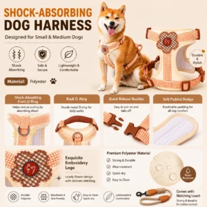 Floral Shock-Absorbing Dog Harness and Leash Set for Small and Medium Dog – product view 4