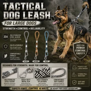 Heavy Duty Tactical Rope Dog Leash for Large Dogs – product view 4