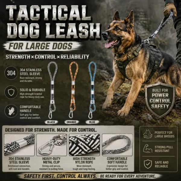 dchwm0260340-04.webp Heavy Duty Tactical Rope Dog Leash for Large Dogs – product view 4