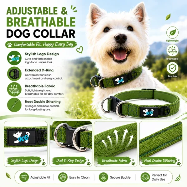 dchwm0263379-04.webp Adjustable Soft Padded Dog Collar with Dual D-Rings – product view 4