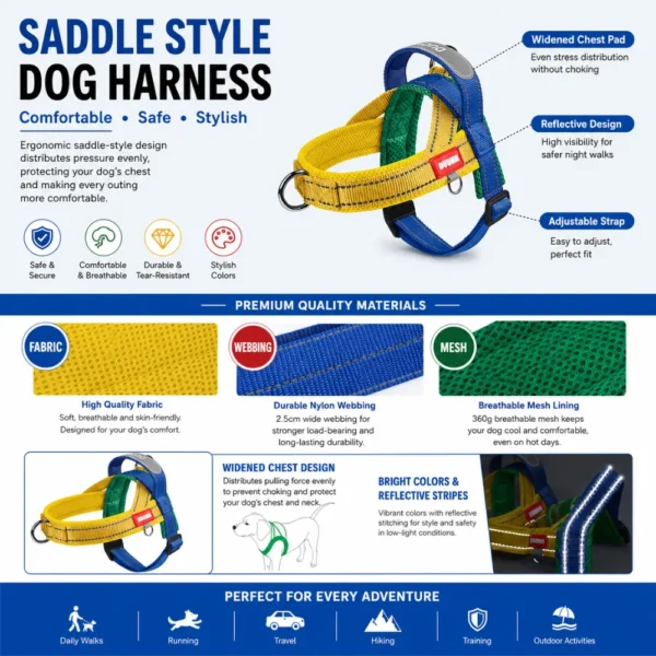 dchwm0263445-04.webp Reflective Saddle Style Dog Harness for Small and Medium Dogs – product view 4