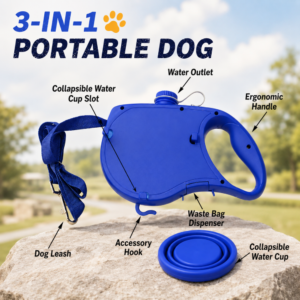3 in 1 Portable Dog Leash with Water Bowl and Bag Dispenser – product view 4