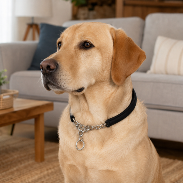 dchwm0302259-05.png Padded Stainless Steel Chain Dog Collar for Training and Walking – product view 5