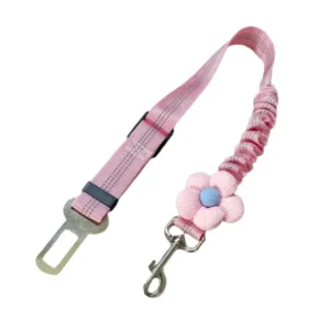 Retractable Car Safety Belt with Flower Decor for Dogs and Cats | Wholesale Dog Car Safety Belts