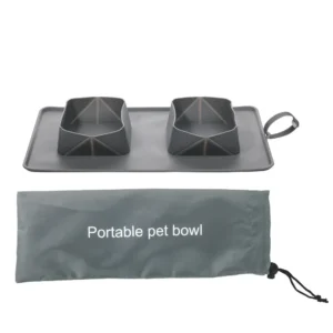 Dual Silicone Collapsible Portable Pet Bowl with Storage Bag Dog and Cat Food Bowls | Wholesale Dog Bowls & Feeders