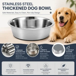 Nonslip Silicone Base Stainless Steel Dog Bowls – product view 4