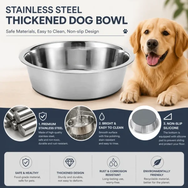 dfwwm0095332-04.webp Nonslip Silicone Base Stainless Steel Dog Bowls – product view 4