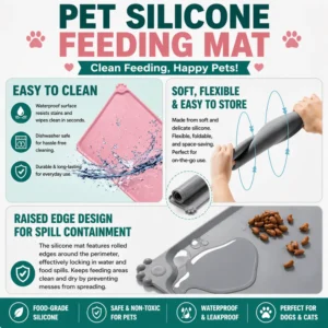 Easy Cleaning Waterproof Water Food Dish Mat Silicone Pet Bowl Mat – product view 4