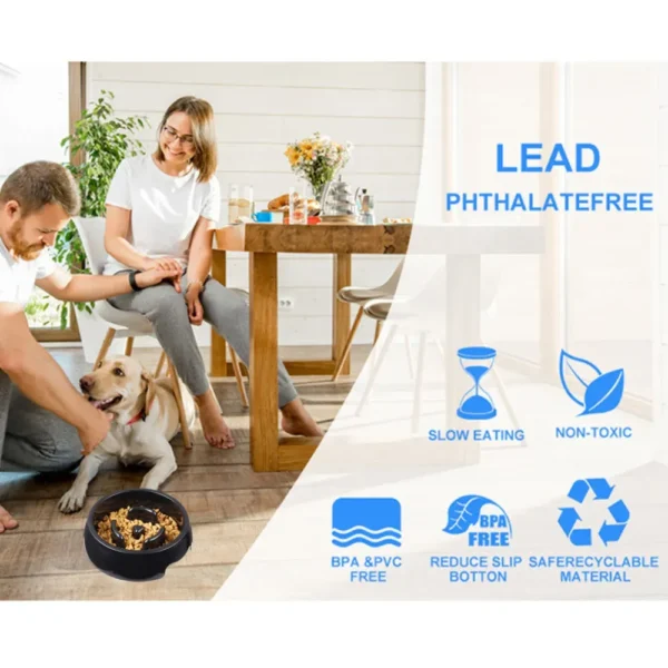 dfwwm0124515-02.webp Black Pet Slow Food Puzzle Bowl Cat Dog Slow Feed Bowl – product view 2