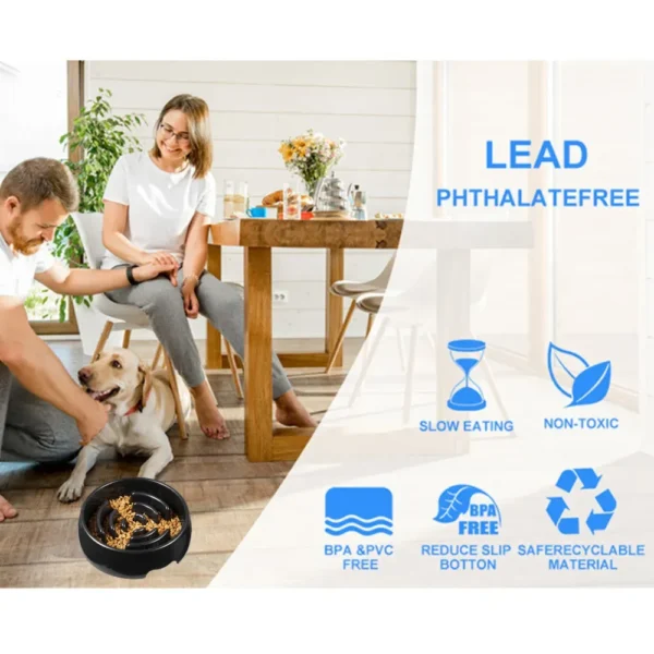 dfwwm0126157-02.webp Black Slow Feed Food Cat Dog Puzzle Bowl Pet Slow Bowl – product view 2