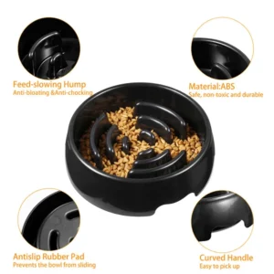 Black Slow Feed Food Cat Dog Puzzle Bowl Pet Slow Bowl – product view 3