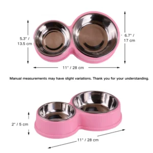 dfwwm0149311-02.webp Pet Water Food Bowl PP Material Stainless Steel Double Cat Dog Bowls – product view 2