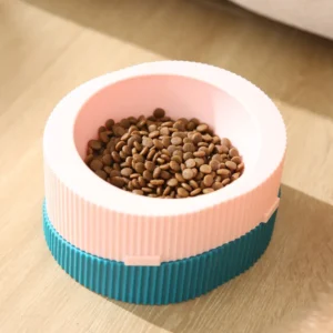 Detachable Double Bowl Stainless Steel Pet Feeder and Slow Feeder Base – product view 3