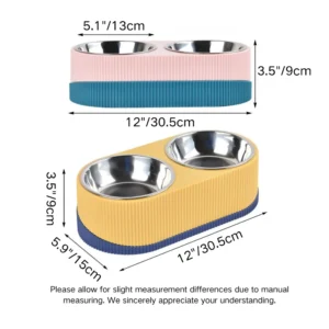 dfwwm0154288-02.webp Double Bowl Slow Feeder Stainless Steel Pet Food Water Bowl – product view 2