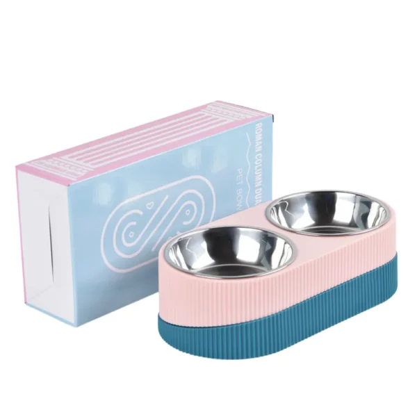 dfwwm0154288-05.webp Double Bowl Slow Feeder Stainless Steel Pet Food Water Bowl – product view 5