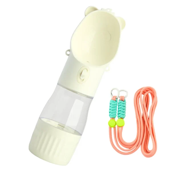 2-in-1 Portable Leak Proof Pet Water Bottle and Feeder with Strap