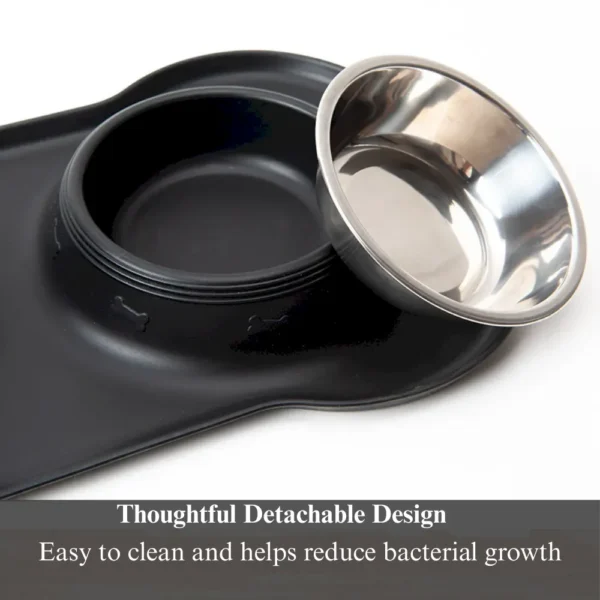 dfwwm0179080-03.webp Stainless Steel Double Pet Bowl with Bone Shaped Non Slip Silicone Mat – product view 3