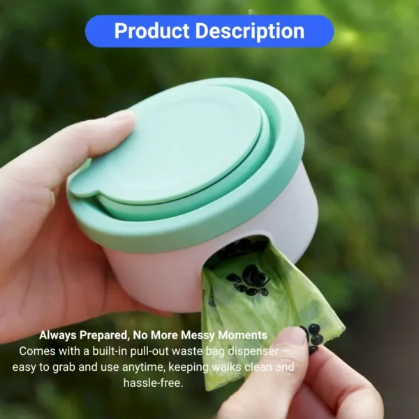 dfwwm0190575-05.webp Portable 3in1 Pet Feeding Bottle Food Container Waste Bag and Bowl Set – product view 5