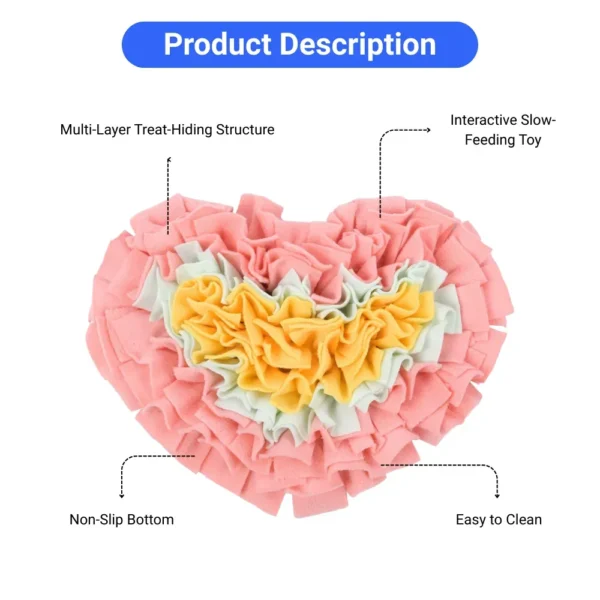 dfwwm0205985-04.webp Heart Rose Design Snuffle Mat Interactive Slow Feeding Toy for Dog Cat and Small Pet – product view 4