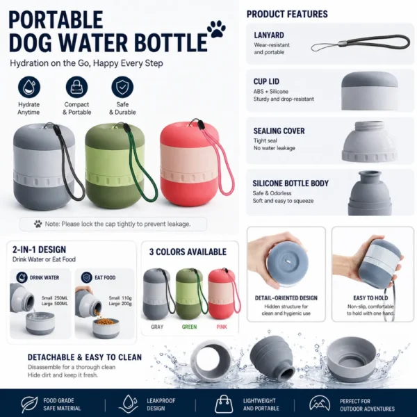 dfwwm0243081-04.webp Portable 2-in-1 Dog Water Bottle and Food Container – product view 4