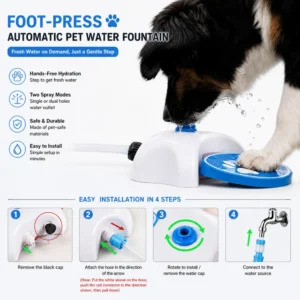 dfwwm0269081-04.webp Foot Press Automatic Pet Water Fountain with Hose for Dogs – product view 4