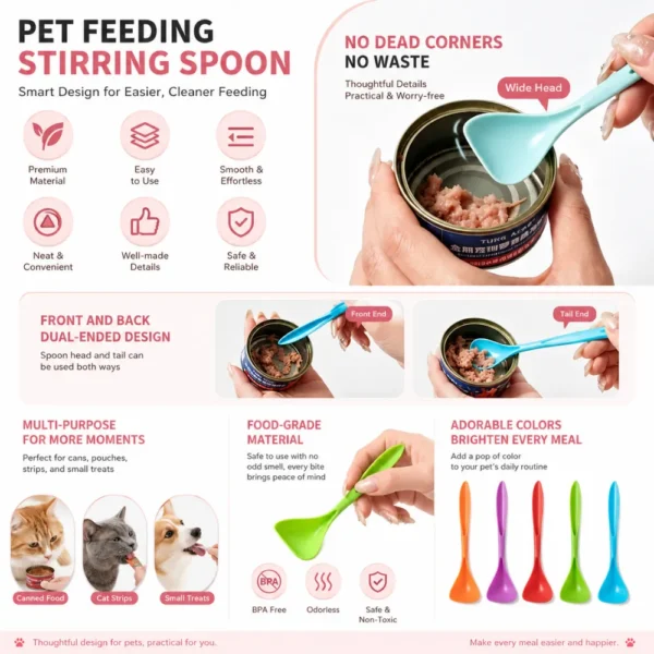 dfwwm0271146-04.webp Pet Feeding Stirring Spoon for Wet Food Five Colors Per Set – product view 4