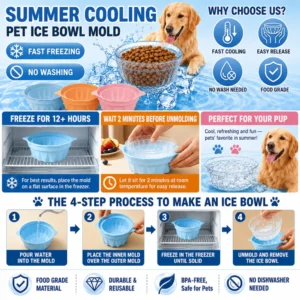 Reusable Dog Ice Bowl Mold for Summer Cooling 3 Colors Assorted – product view 4