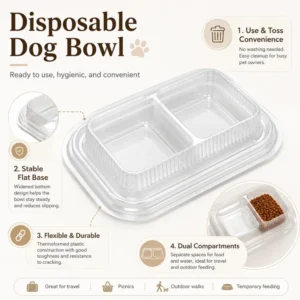 Disposable Compartment Dog Bowls for Travel and Outdoor Feeding – product view 4