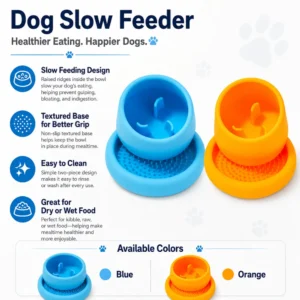 Dog Slow Feeder Bowl Anti Choking Non Slip Pet Feeding Bowl Set – product view 4