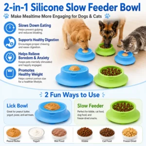 2-in-1 Silicone Slow Feeder and Lick Bowl for Dogs and Cats – product view 4