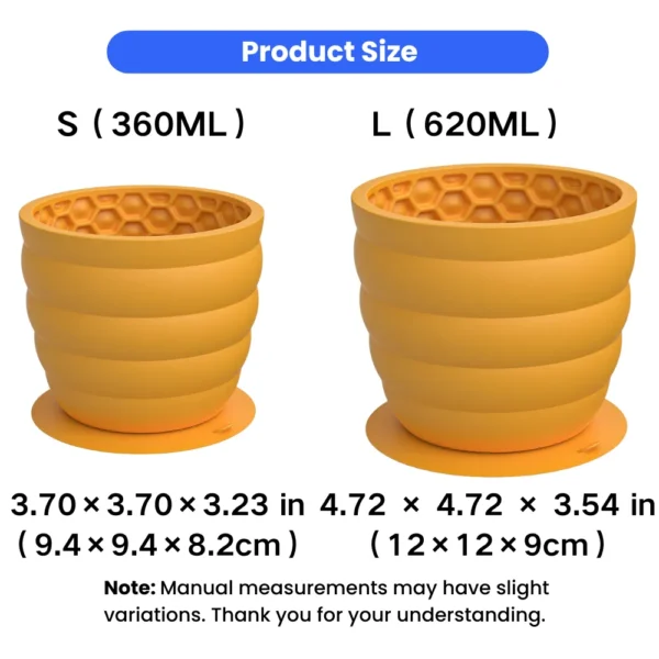 dfwwm0277803-03.webp Honeycomb Silicone Dog Slow Feeder Cup with Suction Base 2 Colors Assorted – product view 3