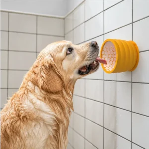 dfwwm0277803-05.webp Honeycomb Silicone Dog Slow Feeder Cup with Suction Base 2 Colors Assorted – product view 5