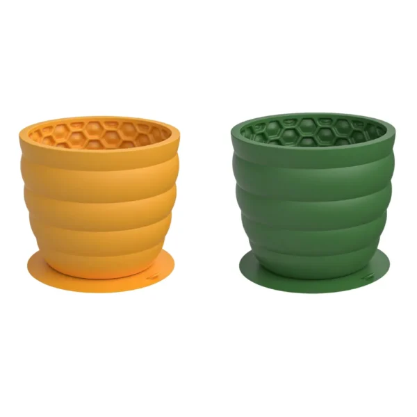 dfwwm0277803-06.webp Honeycomb Silicone Dog Slow Feeder Cup with Suction Base 2 Colors Assorted – product view 6